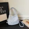 Bolsa de Ombro Simples Personalizada, Bolsa de Mão Casual Feminina com Design de Estrela Plissada, Nova Bolsa Grande para Ombro de Primavera e Verão