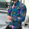 Camisa Cardigan Masculina Havaiana de Manga Longa Transfronteiriça de Botão Único Praia Ensolarada Casual Camisa com Estampa 3D