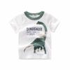 2024 Verão Roupas Infantis Nova Camiseta de Manga Curta para Meninos Moletom de Algodão Puro Manga Curta Gola Redonda Desenho Animado Dinossauro Camuflado