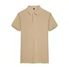 Algodão de fibra longa 40 210g cor sólida jacquard fenda Nova camisa polo masculina top lapela manga curta camiseta atacado