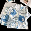 Pijamas de Seda de Hielo para Niños, Estilo Delgado de Verano, Lindo Conjunto de Manga Corta con Dibujos Animados para Niñas, Adecuado para Niñas Mayores, Ropa para el Hogar con Aire Acondicionado