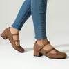 Zapatos Gruesos 43 Comercio Exterior Mary Jane Forma T Cabeza Redonda 40 Zapatos de Mujer Tacón Medio Zapatos de Salón talla grande 2024 Nuevo Hebilla Negro