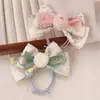 Nuevo Lazo Floral Suave para el Cabello Estilo Girly Camelia Lazo para Cola de Caballo Scrunchie de Rosa de Alta Gama