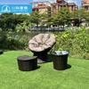 Mobiliario Combinación de Tres Piezas Silla de Mimbre Imitación Taza de Té Mesa y Sillas para Jardín al Aire Libre Patio Villa B&B al Aire Libre Lugar Escénico