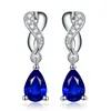 Pendientes de diamantes de estilo barroco de corte largo con forma de pera, pendientes de diamantes rojos y azules, pendientes de celebridades de Internet.