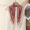 Lenço de Seda com Carruagem Tendência 2025 Novo Estilo Lenço Versátil de Veludo Moda Retrô Algodão Linho Lenço Quadrado Macio