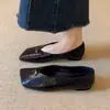 Zapatos Planos Cuadrados Retro de Moda Estilo Coreano 2026 para Mujer, Casual Versátil Elegante de Deslizamiento Poco Profundo para Mujer