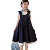 Vestido de Verano para Niña, Dulce Vestido de Tirantes de Mezclilla Estilo Coreano con Diseño de Mariposa para Niños Mayores, Conjunto de Dos Piezas