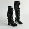 Botas plataforma de amarrar estilo europeu e americano, botas de salto alto para mulheres, nova coleção outono/inverno 2026, salto grosso, que aumenta a altura, botas de equitação, botas da moda com tiras