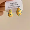 Aretes de Media Luna con Goteo de Aceite Amarillo Cremoso, Aretes Elegantes de Alta Gama, Aretes Pequeños Frescos de Primavera y Verano para Mujer, Nuevo Estilo 2025