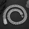 Colar hip hop com duas fileiras de 20 mm, joias transfronteiriças europeias e americanas, zircônia quadrada em T, losango, corrente cubana, colar grosso masculino, atacado