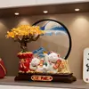 Árbol de Dinero Pintura de Arena Movediza Gatos de la Suerte Adornos Decoración de Sala de Estar Regalo de Mudanza a Casa Nueva Regalo de Inauguración de Casa Nueva Hogar