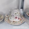Taza de edad media azul y flor Taza de café platillo juego Cerámica Retro estilo Europeo Exquisito Gama alta Lujo ligero Taza para el té de la tarde