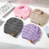 Gorro de Invierno Tejido Transfronterizo para Mujer, Gorro Beanie con Etiqueta, Gorro para Cola de Caballo, Gorro de Punto Cálido, Gorro Beanie en Color Verde Militar