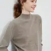Suéter de Lana 100% Merino Australiano de Primera Línea Listo para Usar para Mujer, Tejido de Cuello Medio Alto, Capa Base de Color Sólido, Suéter Fino de Lana