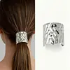 Horquilla de metal martillado europea y americana, horquilla ancha texturizada, accesorio para el cabello simple y elegante para mujeres, suministro al por mayor