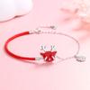Pulseira de Prata Esterlina S925 Estilo Chinês Feminino Chifre de Veado Sensível à Temperatura Pulseira de Mudança de Cor Tecida Maré Nacional Pulseira de Corda Vermelha Presente de Natal