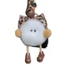 Lindo Estampado de Leopardo Lazo Pelo de Conejo Mini Pompón Llavero de Coche Colgante Bola de Felpa Decoración de Mochila Regalo