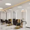 Estación de espejo de salón de peluquería de moda, espejo de tienda de peluquería, espejo de corte de pelo específico para salón, espejo simple de una cara montado en la pared con luz LED
