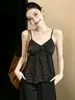 2026 Plus Size Retro Gola V Emagrecedor Floral Alça Colete Elegante Curto Juvenil Chiffon Blusa Top