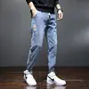 Calça Jeans Cargo Masculina Verão Nova Primavera Outono Jogger Cropped Harem Calças Masculinas Tendência Casual Calças Longas Masculinas