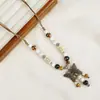 Nuevo Collar Largo de Cuentas Cerámicas Estilo Chino para Mujer, Estilo Étnico, Cadena Tejida para Suéter Inspirada en el Zen, Cadena Versátil para Clavícula Transfronteriza, Moderno