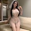 Lencería Sexy Manyan, Falda de Gasa Suave con Encaje Femenino, Bata de Noche, Transparente Pura Deseo Uniforme de Novia de Boda 100643