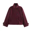 Comércio Exterior Roupas Femininas Outono e Inverno 2026 Moda Europeia e Americana Casaco de Lã Solto com Gola Alta de Manga Longa de Botão Único para Mulheres F612107