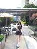 Conjunto de Top Chaleco con Cuello de Muñeca Estilo Coreano con Falda de Lazo, Conjunto de Dos Piezas de Moda Gris de Verano