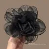 Grampo de rabo de cavalo suave em rede estilo coreano para mulheres, presilha de cabelo de fita floral de alta qualidade, presilha de tubarão estilo preguiçoso com laço, acessório de cabelo