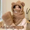 Gorro de Lana Tejido Cálido para Otoño e Invierno para Mujer, Gorro con Protección para los Oídos para Mamá Ciclista, Gorro Integrado con Bufanda, A Prueba de Frío