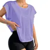 Top Esportivo de Yoga Novo Estilo Transfronteiriço para Mulheres, Malha Respirável Confortável, Lindo Design nas Costas, Roupas de Yoga Soltas de Alta Qualidade, Manga Curta