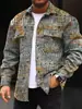 Nueva Chaqueta Casual Estampada para Hombre con Cuello, Estampado Digital 3D de Patrón Multicolor Personalizado para Primavera y Otoño