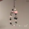 Corrente de Celular com Coração de Pérolas Câmera CCD Corrente Simples Pingente de Celular Corrente para Pendurar DIY Cordão
