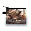 Monedero Infantil Transfronterizo Vaca de las Tierras Altas Titular de Tarjeta de Poliéster Moda Simple Cuadrado para Monedas Bolsa de Almacenamiento Billetera Pequeña Mini