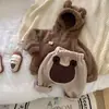 Ins estilo coreano inverno ursinho de pelúcia casaco fofo para bebê com fleece adicionado quente estiloso casaco superior espessado roupa da moda