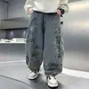 Jeans de Estilo Nuevo 2026 para Niños de Primavera y Otoño, Pantalones Largos Casuales de Moda Holgados Estilo Coreano para Niños Mayores