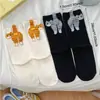 Calcetines abstractos 3D de gato de verano en stock, calcetines de media pantorrilla para mujer, lindos y originales con temática de gato, calcetines largos estilo japonés para mujer