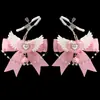 Set de pinzas para pezones de collar SM accesorios, juguete sexual de restricción de orejas de gato de cuero brillante, pinza para pezones con cadena de perlas y diamantes rosas productos eróticos