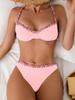 2025 Europa y Estados Unidos comercio exterior transfronterizo Amazon tendencia estampado cuello halter sexy bikini dividido encaje aguas termales