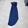 Sur Petróleo Europa y América Vietnam Nicho Satín Espalda Descubierta Delgado Dobladillo Irregular Vestido Vestido de Verano