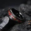 Comercio Electrónico Transfronterizo Incrustado con Foil Rojo Incrustado con Borde Biselado, Superficie Amplia 8mm Negro Unisex Acero de Tungsteno Envío Directo