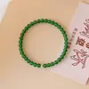 Pulseira de Ágata Verde Natural Calcedônia Feminina Fina Vintage Simples Cristal Pulseira Contas Ping An Estilo Chinês Presente