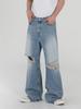 Pantalones vaqueros rotos y desgastados MYQ para hombre, pantalones casuales holgados de verano, pantalones rectos de moda coreana