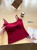 Top de Algodón Peinado RC Anti-Caída Control Lateral de Senos Cuello Cuadrado Sexy con Tirantes Cruzados Espalda Descubierta con Almohadillas Versátil para Mujer