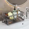 Soporte para Esponja de Cocina al por Mayor Gris Pistola Estante de Almacenamiento para Artículos de Limpieza del Baño Multifuncional para Fregadero Estante Drenante de Bola de Alambre de Acero