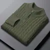 Suéter de Punto con Media Cremallera para Hombre Invierno 2025 Suéter Engrosado Casual Cálido Tejido de Punto Falso de Dos Piezas Capa Base para Hombre
