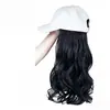 Peluca explosión temu transfronteriza sombrero de mujer peluca sombrero blanco y negro cabello largo rizado onda grande gorra de béisbol set de cabello