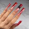 Uñas Portátiles de Navidad Copo de Nieve Amor Brillo Manicura Uñas Postizas Cortas Almendra Mariposa Uñas Largas Europeas y Americanas Venta al por Mayor