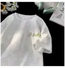 Camiseta Masculina de Manga Curta Pesada Estilo Americano High Street Verão Nova Solta Adolescente Meia-manga Tendência Versátil Meia-manga
